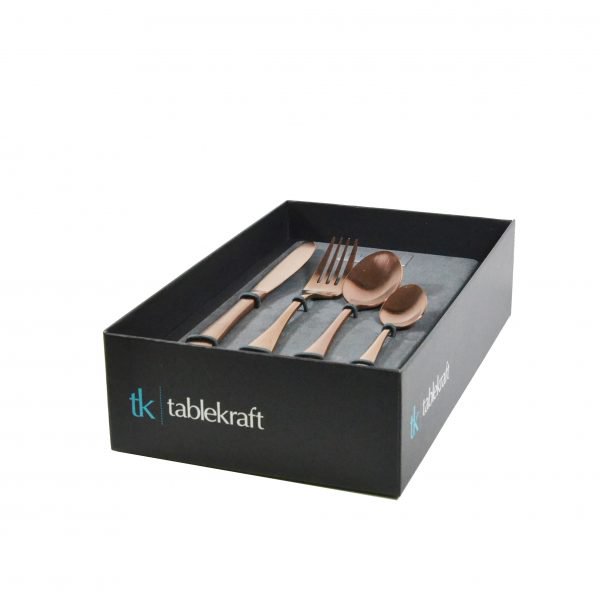 ProductsHosp's tweet photo. SOHO Tablekraft Cutlery here in ROSE gift set - also available in multiples of 12 per piece in Gold, Matte and INK. Modernize your tabletop with cutlery like this by #tablekraft #hospitalityproducts #online #HospitalityIndustry @ProductsHosp https://t.co/bFczvWhEmy
