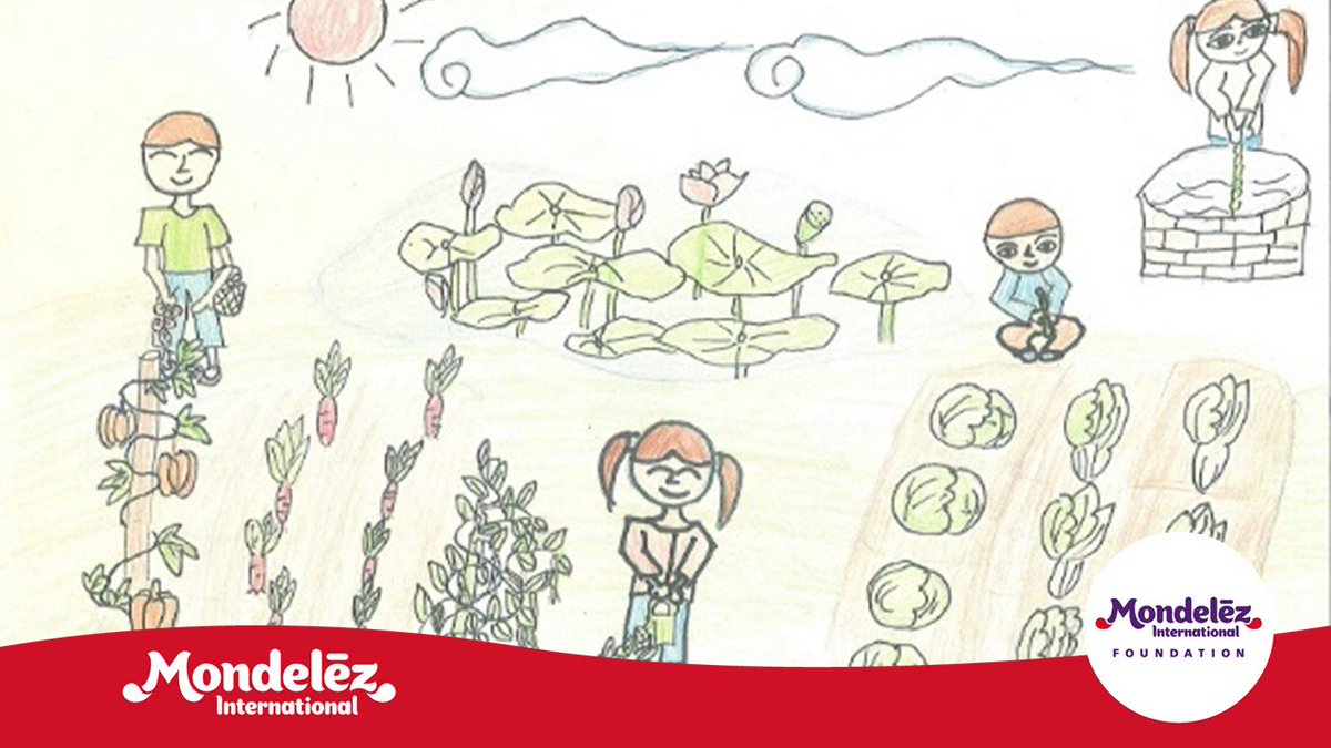 MDLZ's tweet photo. Colorful creations: The talented students in our #MDLZ #HopeKitchen in #China drew pictures to illustrate their favorite activities! #HopeKitchen helps students develop healthy habits by improving rural school kitchens and teaching nutrition &amp; active play. https://t.co/kuLAhVCRal