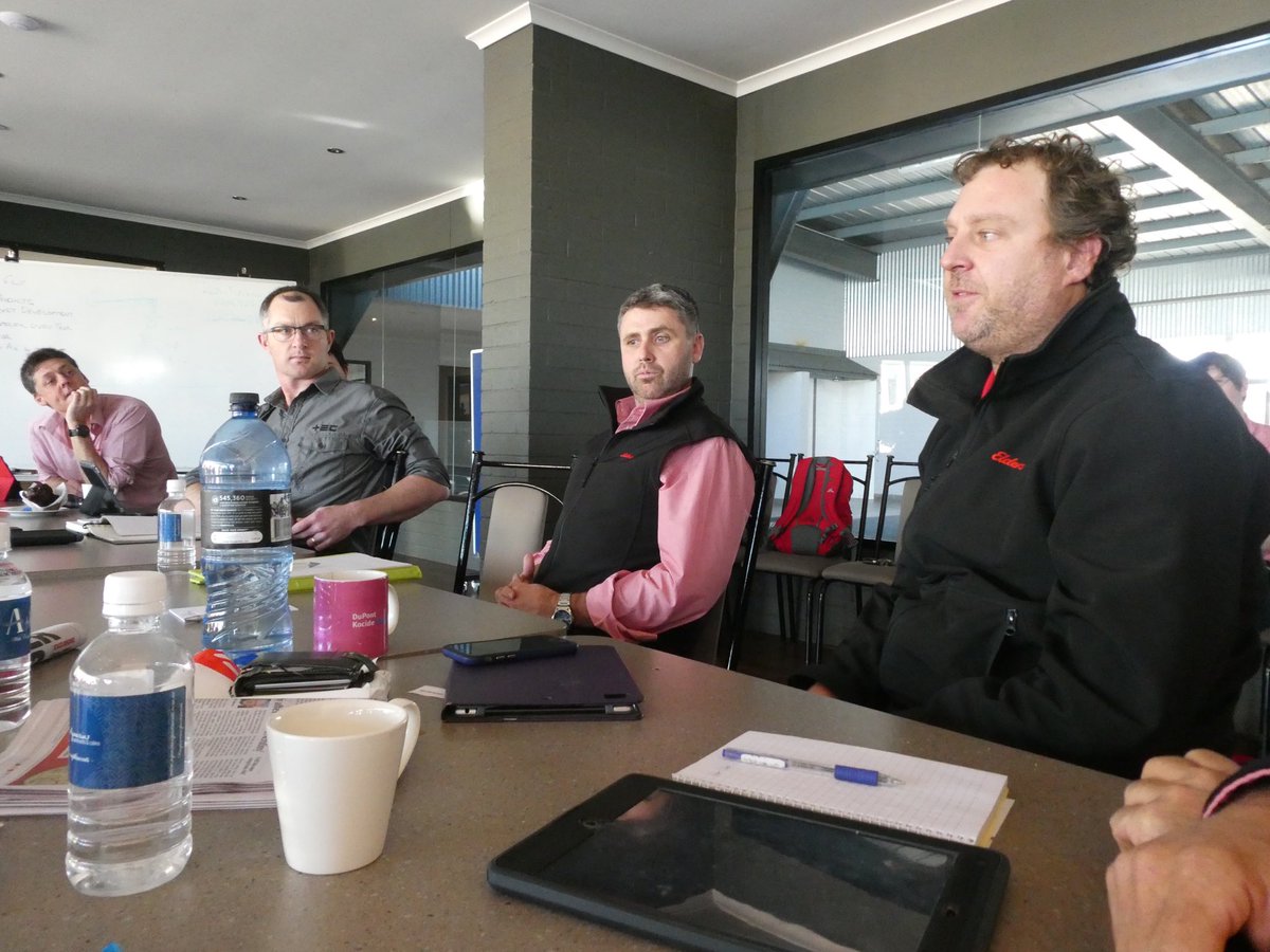 plminahan's tweet photo. ⁦@EldersLimited⁩ ⁦@JAdamsSSDD⁩ at Elders Tree &amp; Vine focus group sharing client relationship management learnings gained from years of experience in agronomy. Powerful. Thanks Jez. https://t.co/OhTYRZjeuO