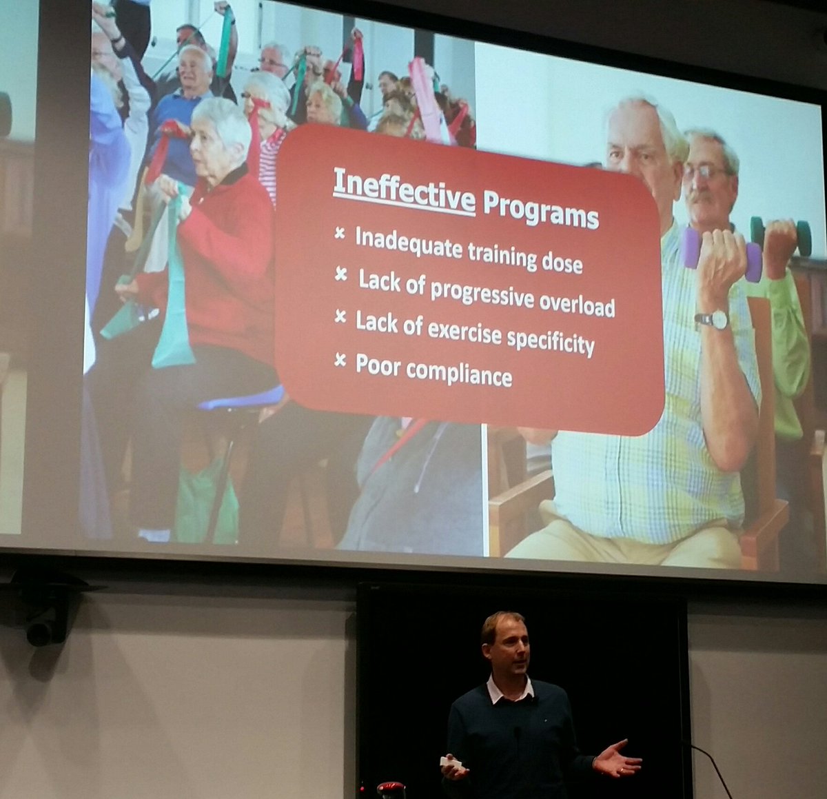Prof Robin Daly: Why community exercise programs are not having the desired effect? 
Poor program design: inadequate dose, lack of appropriate progression, lack of exercise specificity, and poor adherence. Exercise programs need to be specific and targeted!