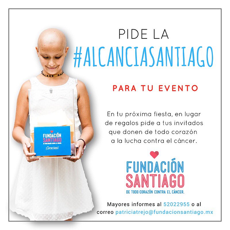 Hoy lanzamos la #AlcanciaSantiago con esta increíble iniciativa convierte tus celebraciones en #eventosconcausa y dale la oportunidad a tus seres queridos de sumarse a la lucha de todo corazón contra el cáncer infantil.