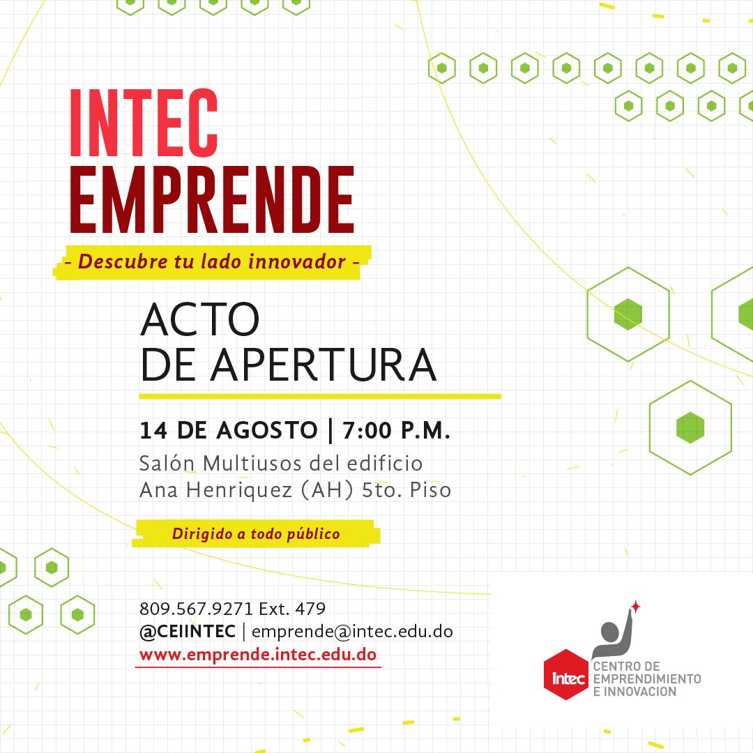 ceiintec's tweet photo. ¿No puedes asistir al evento  de INTEC Emprende 2018-2019?

¡No te preocupes! Ahora podrás verlo desde cualquier lugar que te encuentres en el siguiente link: https://t.co/oRJK6vT3Ck https://t.co/eY8xlF8DdP