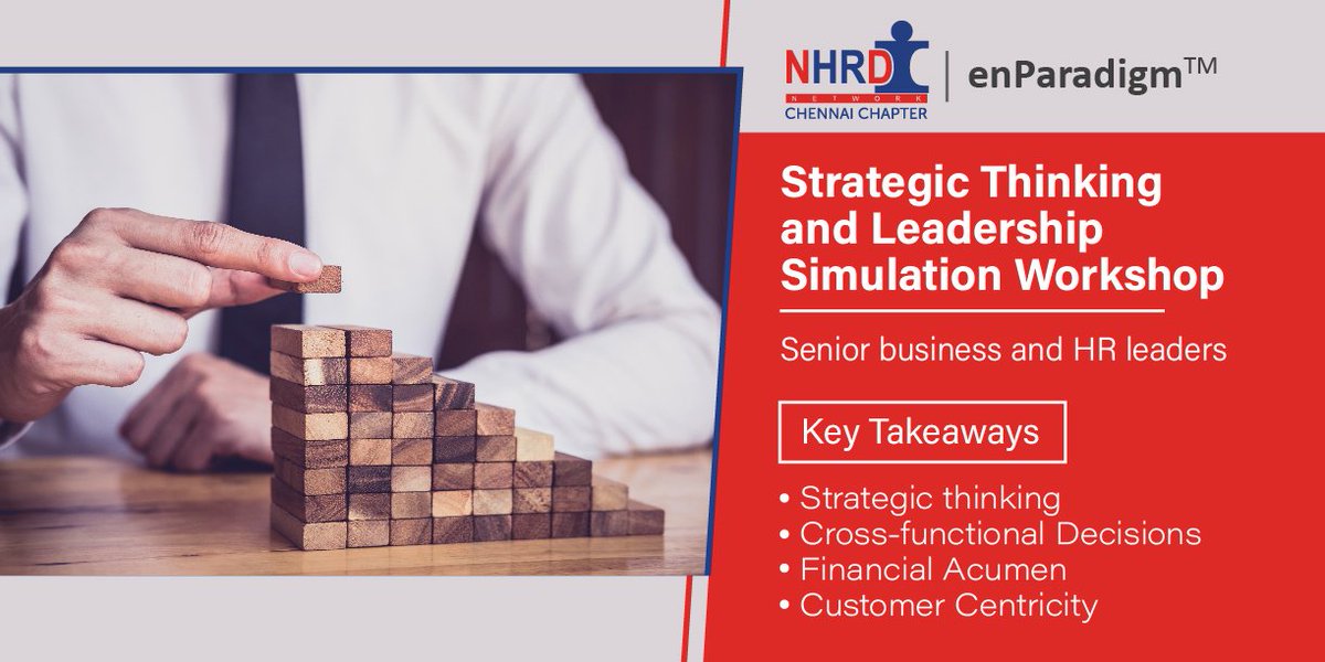 NhrdChennai's tweet photo. We are partnering with @enParadigm to bring together Senior #Business and #HR professionals for a #StrategicThinking and #LeadershipSimulation Workshop to interact and share #knowledge with leaders from diverse industries and functions. https://t.co/LH0eH1iWzO