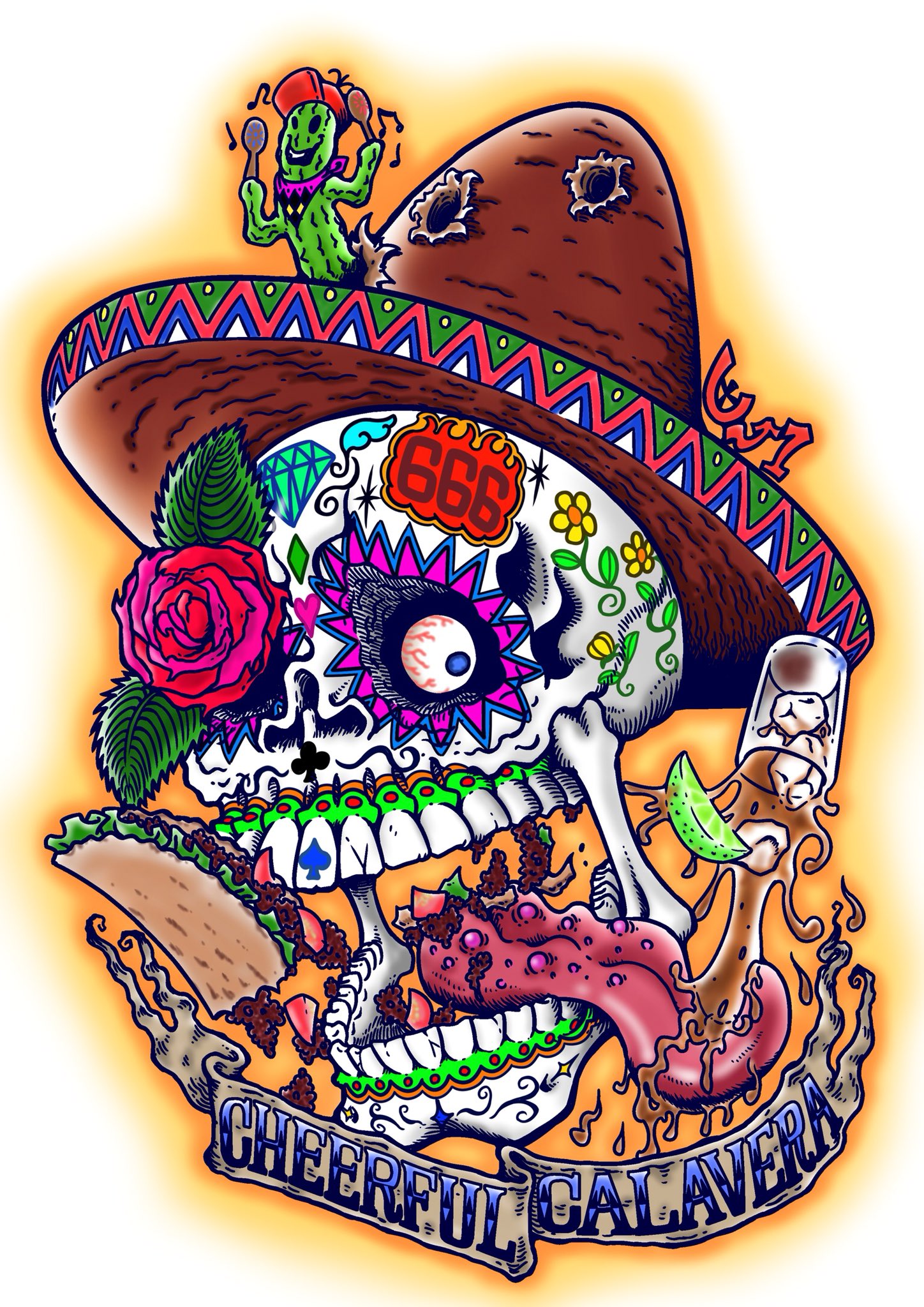 イラストレーターu 1 Yuichi Twitterren 陽気な骸骨 イラスト イラストレーター スカルアート スカルアーティスト スカル テキーラ 酔っ払い タコス サボテン マラカス メキシコ好きな人と繋がりたい 酒好きな人と繋がりたい お洒落好き