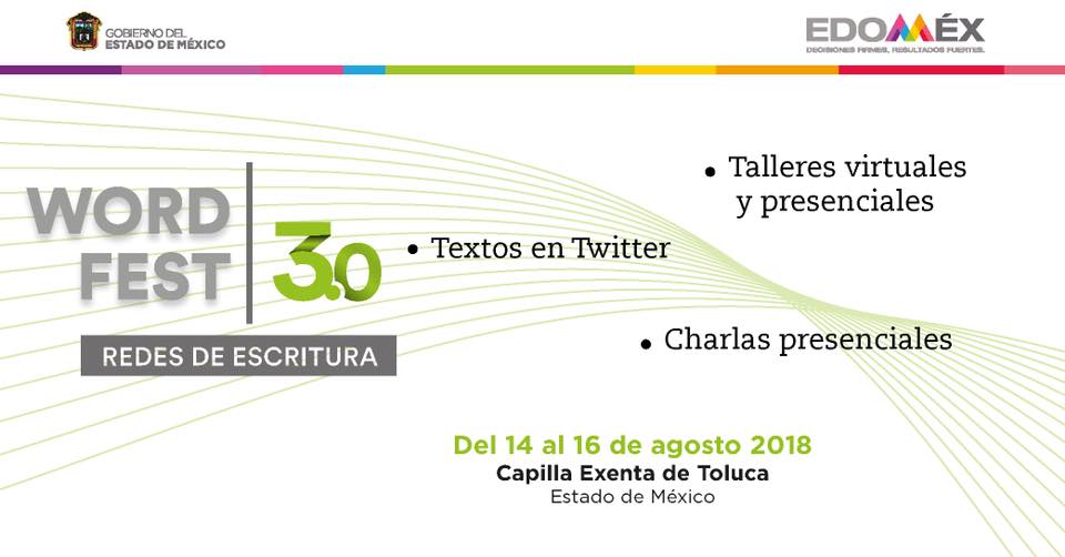 Mañana empieza #WordFest3.0, festival de escritura digital. 
Del 14 al 16 de Agosto. Aquí de que se trata.
Alberto Chimal y Jose Luis Zarate coordinaremos el Taller Fugaz. 
acustiknoticias.com/2018/08/preten…