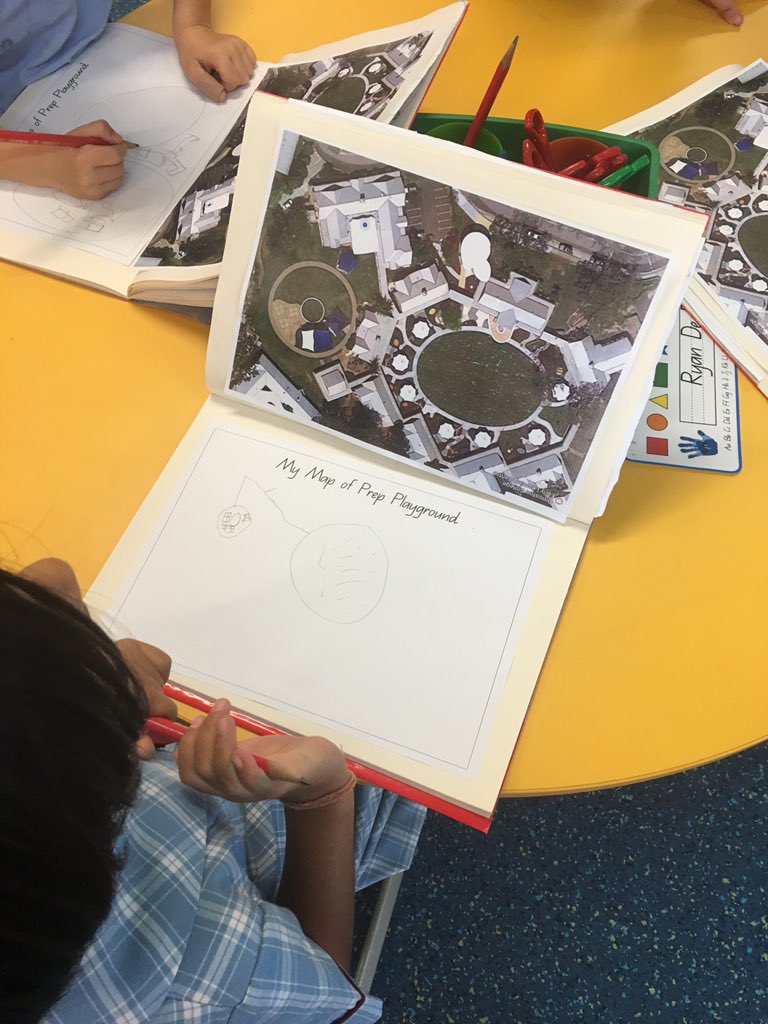 PREPatOC's tweet photo. Bringing Mr Goulter's Drone images to life, first with Lego and then on our own; with paper blue prints of our top view impressions of our Prep Playground. Geography learning at its finest! #learningatOC https://t.co/QDClz09MWD