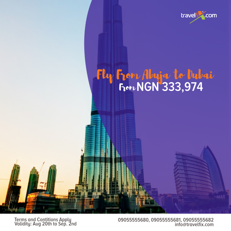 Travelfixcom's tweet image. Book round-trip flight from Abuja to Dubai from NGN333,974.
Visit travelfix.com to book now!
#travel #traveltuesday