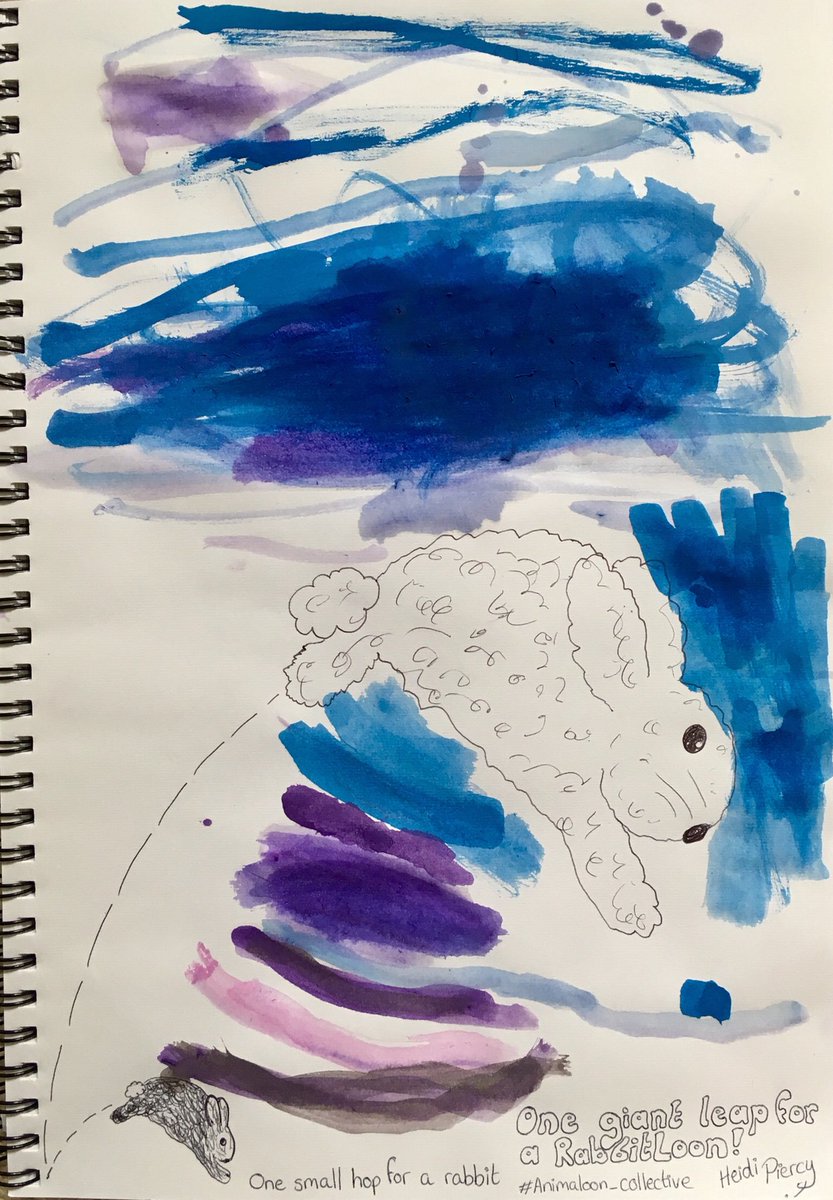 HeidiPiercy's tweet photo. One small hop for a rabbit-one giant leap for a #Rabbitloon! My girls loved adding all the fabulous colour to my #animaloon_collective sketch with their new paints! ๐ฐ
#rabbit #art #DrawingAugust https://t.co/MmPReGbape
