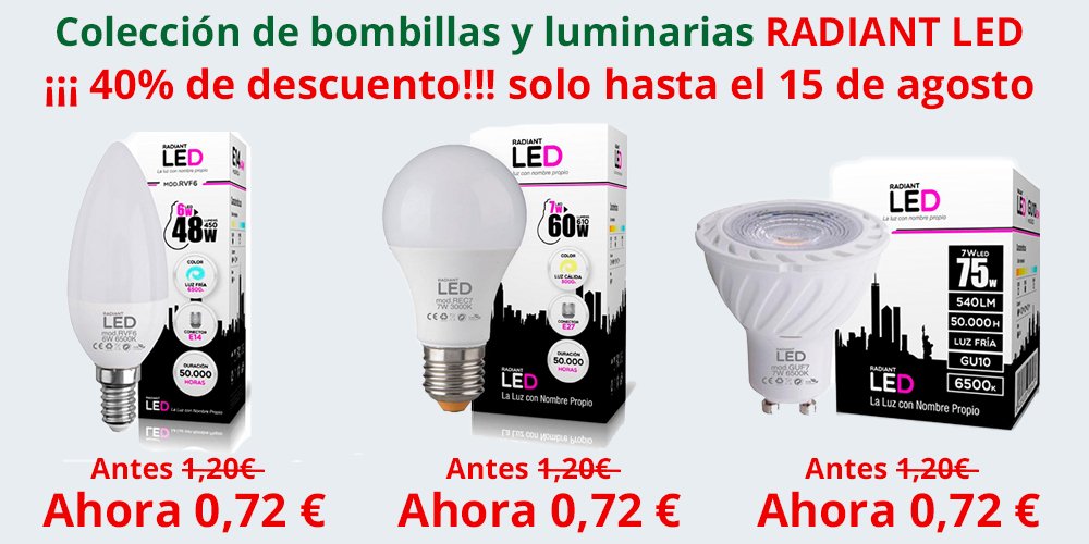 ONULEC's tweet image. Recuerda solo quedan 24 horas para conseguir tus bombillas y luminarias LED con 3 años de garantía a un #PRECIO #IRREPETIBLE. El mejor precio garantizado.

Compra ahora en nuestra tienda online: onulec.com/tienda/55_radi…

#radiantled #bombillas #led #iluminacion