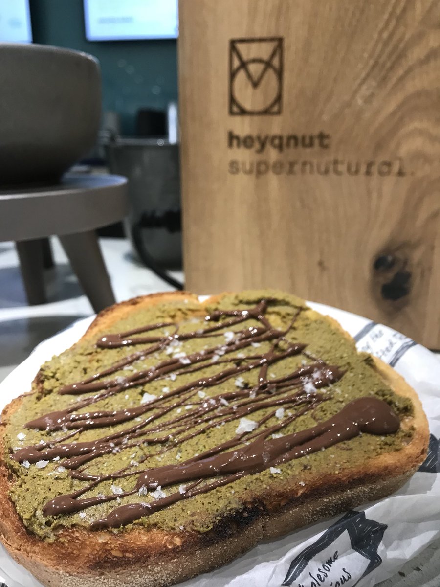 2996waynee's tweet photo. New pistachio butter, melted chocolate & Cornish salt on toasted sourdough launched today in the tea bar #thebridge #heyqnut @RA_Food @AdamThomason86 @AlexCirillo1 @chefsimms https://t.co/pYYOxrc8AL