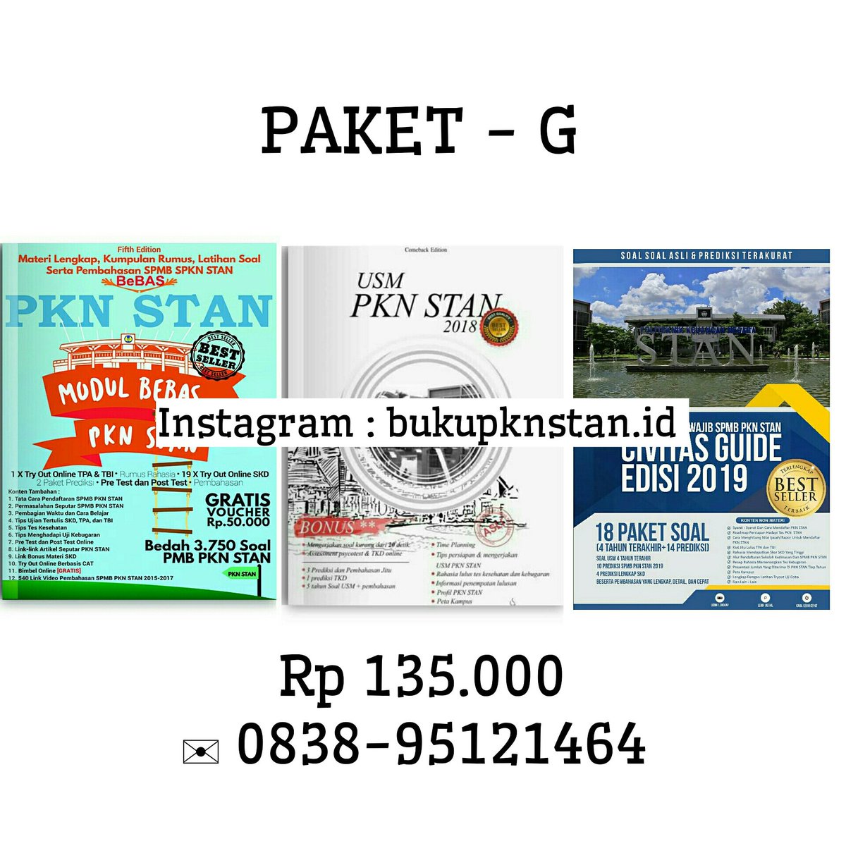 BUKU SPMB PKN STAN 2019

Promo free ongkir => bit.ly/2nCtxC2
Jangan lupa follow instagram kita ya => instagram.com/bukupknstan.id/

Pemesanan via wa
✉ 0838-95121464