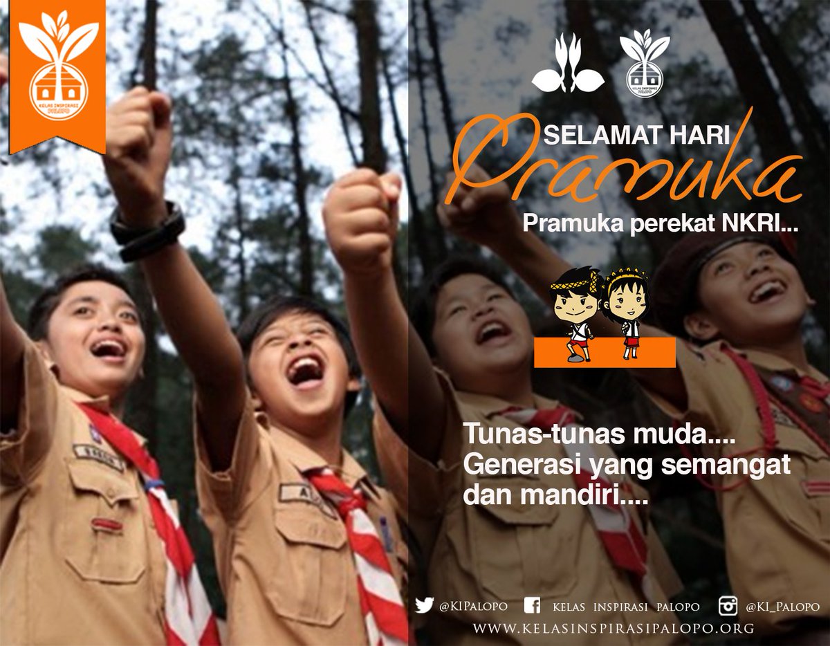 KIPalopo's tweet photo. Selamat Hari Pramuka, semoga Pramuka jaya selalu dan melahirkan tunas-tunas muda yang bisa membawa bangsa kita ke arah yang lebih baik.
INGAT !! Hujan yang lebat dihasilkan dari mendung yang gelap, SALAM PRAMUKA !! ＼(^o^)／
#KelasInspirasiPalopo2018
#pramukaperekatNKRI
#KIP18 https://t.co/db29cPDBrF