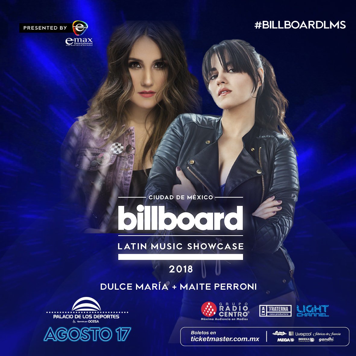 BillboardLMS's tweet photo. Este 17 de agosto podrás disfrutar de dos grandes cantantes y sus éxitos @DulceMaria y @MaiteOficial en los @BillboardLMS.

Agosto 17, Palacio de los Deportes.

Boletos disponibles en https://t.co/y30JFjcJQm … https://t.co/PwrTAYZgZ1