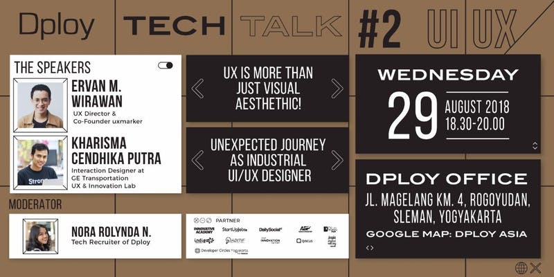 StartupJobsAsia's tweet image. @DployAsia  is having TechTalk #2 this August!
This time, two UI/UX expertise will share their knowledge to you! Register here: bit.ly/dploy_techtalk2 and join the discussion!
#startupjobsasia #dploytechtalk #indonesia #yogyakarta #startupevent #eventyogyakarta #developerjogja