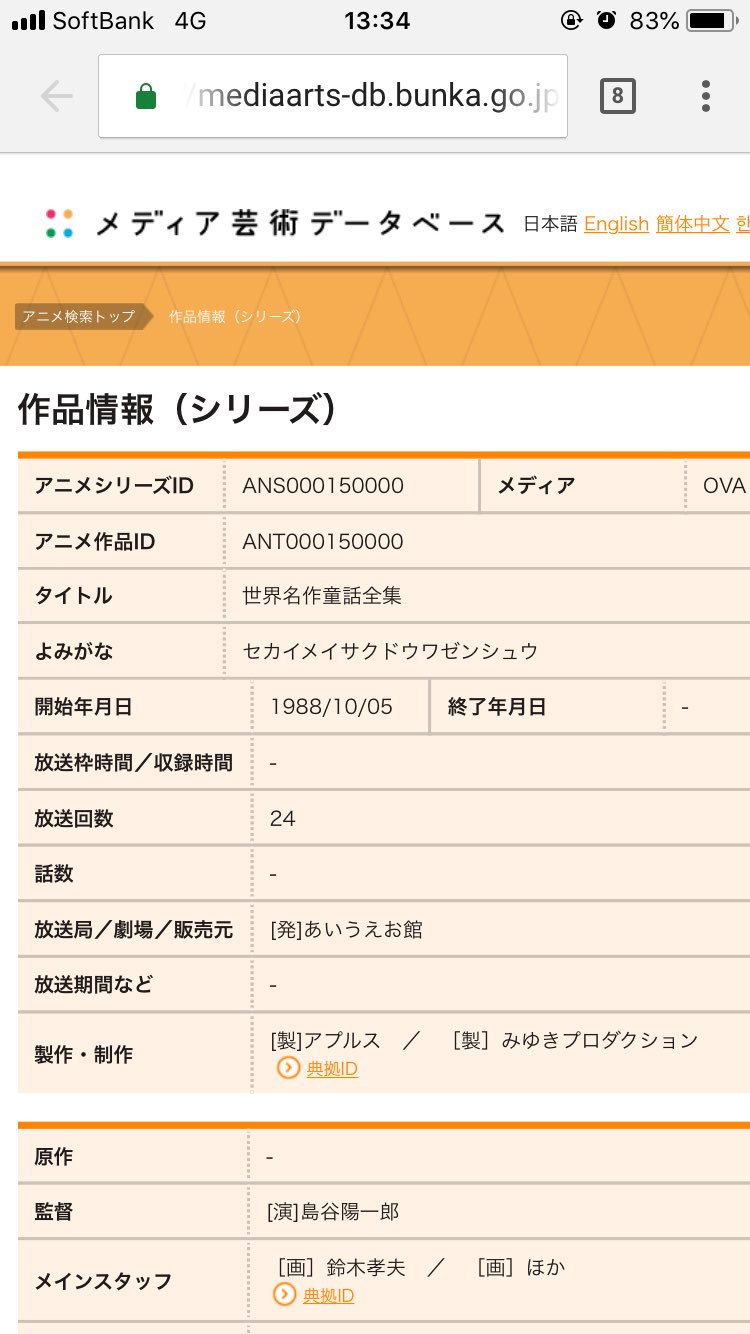 Koichil なるほど ウィキペだと世界名作童話全集は年が不明瞭なのね ジャックと豆の木ってたしかえいおねのコーナーあったと思うし これをソースにして修正してもいいんじゃないかな 井上喜久子のデビュー作をえいおねにしたい勢 T Co