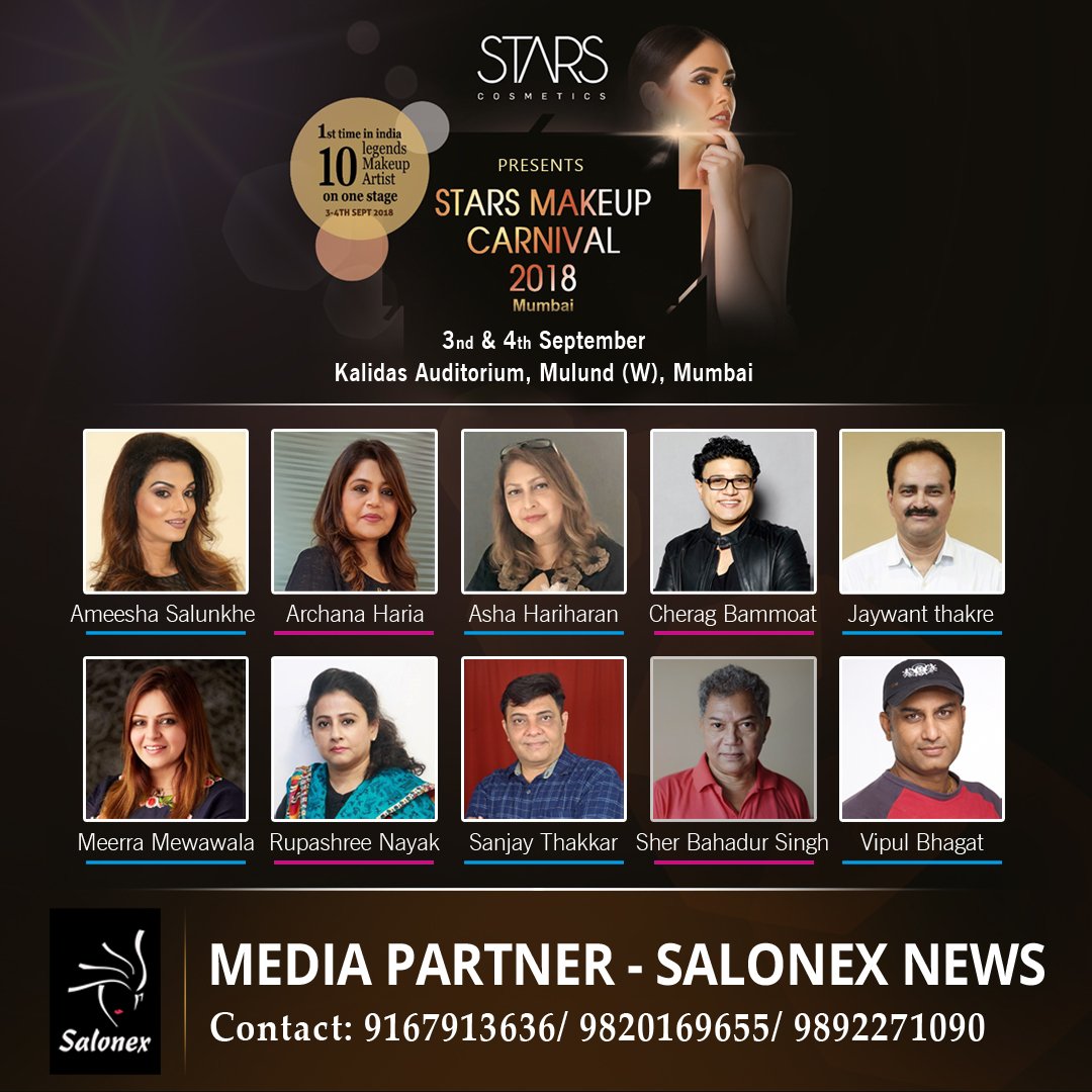 Salon_Ex's tweet photo. Salonex News in association with Stars Cosmetics India as the official Media Partners for Stars Makeup Carnival
Save The Dates - 3rd & 4th Sept 2018
Book You seats Now!
#starsmakeupcarnival #starscosmetics #artofmakeup #beautycosmetics #SalonexNews #Salonex2019 https://t.co/vw2jUwk4dA