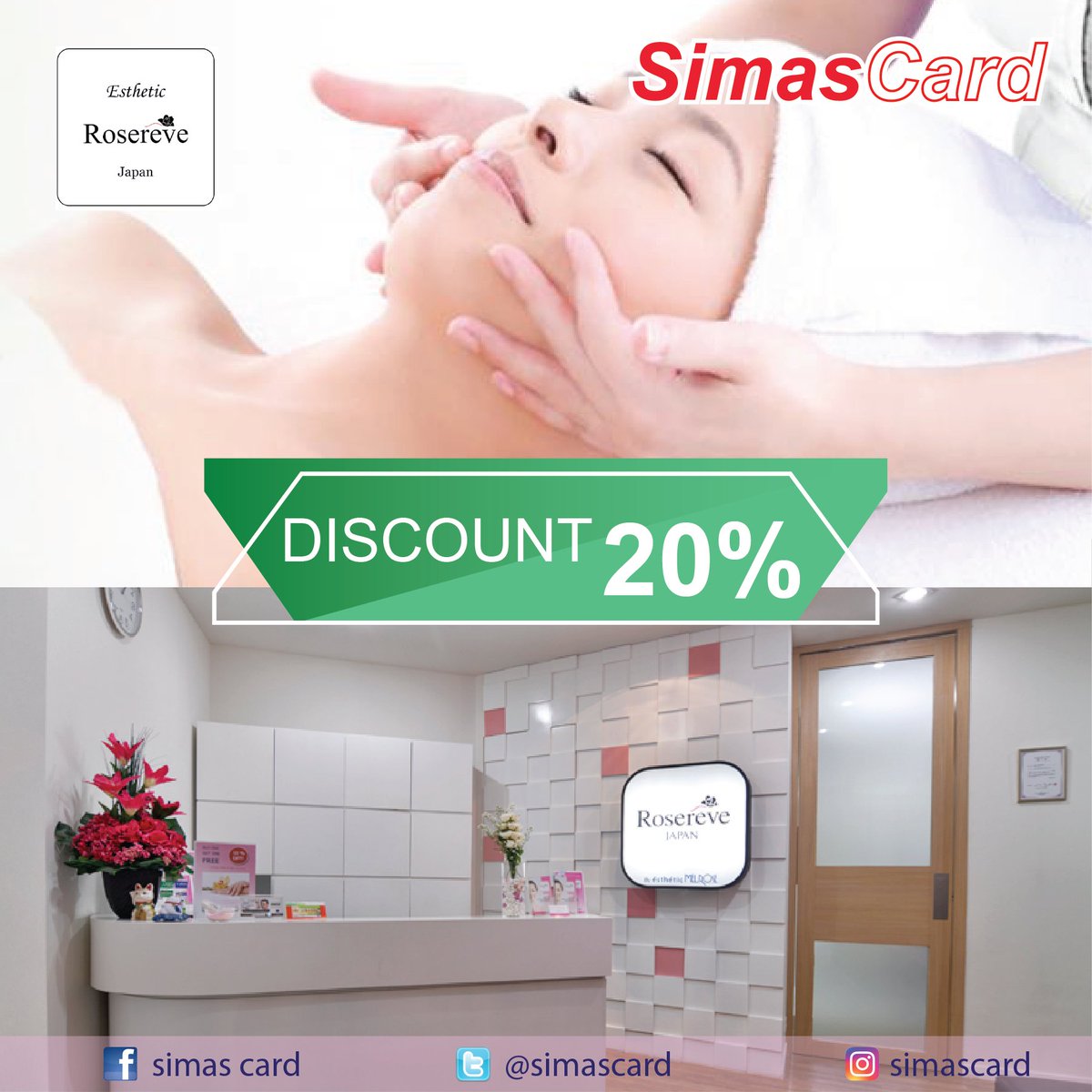 starpoin_id's tweet photo. Yuk kunjungi @RosereveJapan  dan dapatkan diskon💰 20%  untuk all treatment.
Berlokasi di 📍Mall Citraland, 📍Mall Pluit Village dan 📍Supermal Karawaci.
Gunakan kartu 💳 SimasCard anda dan dapatkan diskon menarik di merchant SimasCard. https://t.co/ZOcElzNx4G