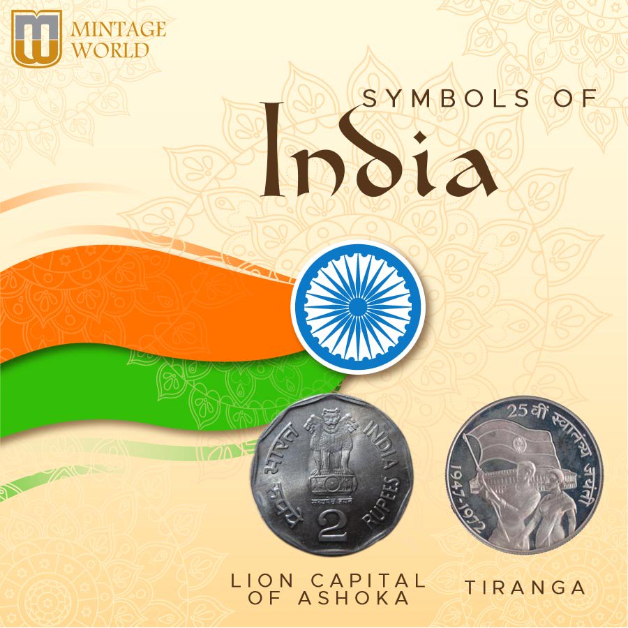 MintageWorld's tweet photo. Two #SymbolsOfIndia that are embedded deep in the hearts of every #TrueIndian! #NationalEmblem #NationalFlag https://t.co/7i8Jzsy0z6