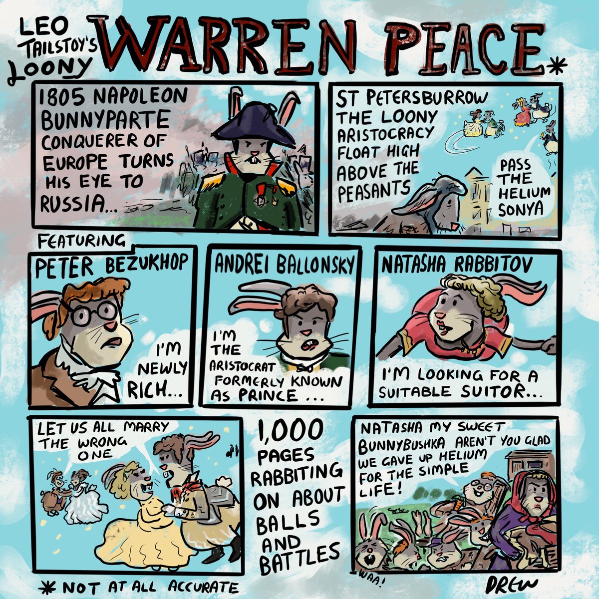 cartoonsidrew's tweet photo. An epic historical #animaloon_collective novel for #RabbitloonDay in fact you could say I wrote Warren Peace @Animaloonies @JonsCrazyTweets #rabbitloon #animal https://t.co/6N7F3PUVma