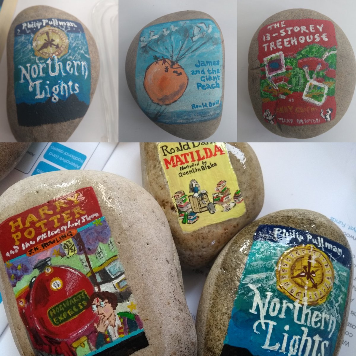 I've been painting miniature book covers for our local rock finding game. I'll hide them near our local library - it might encourage a few visits! #libraries