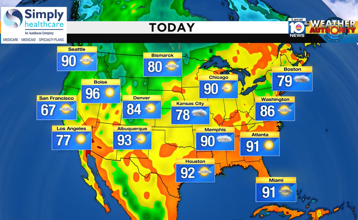 Here is the national forecast for today Presented by Simply Healthcare https://t.co/rLl3Y8xQTA