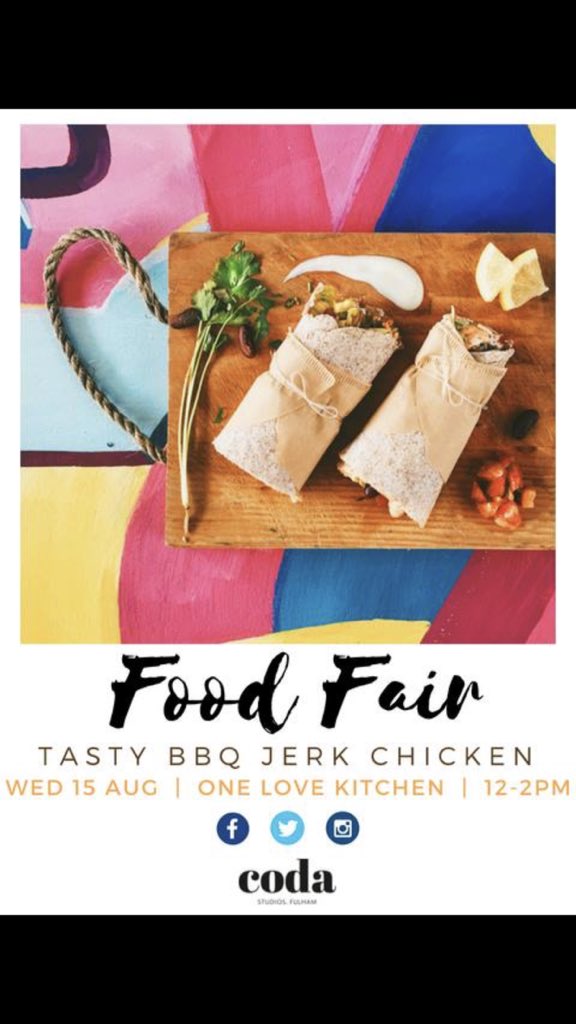 It’s back again! TOMORROW from 12-2pm - 
Visit our Facebook page to check out what’s on the menu this month...
👇🏽👇🏽👇🏽👇🏽
facebook.com/codastudiosSW6/ 
P.S. The @ginfoundryuk are also going to be there! #spicy #Ginandtonic #lunchtime #foodfair #community #codaevents #fulham