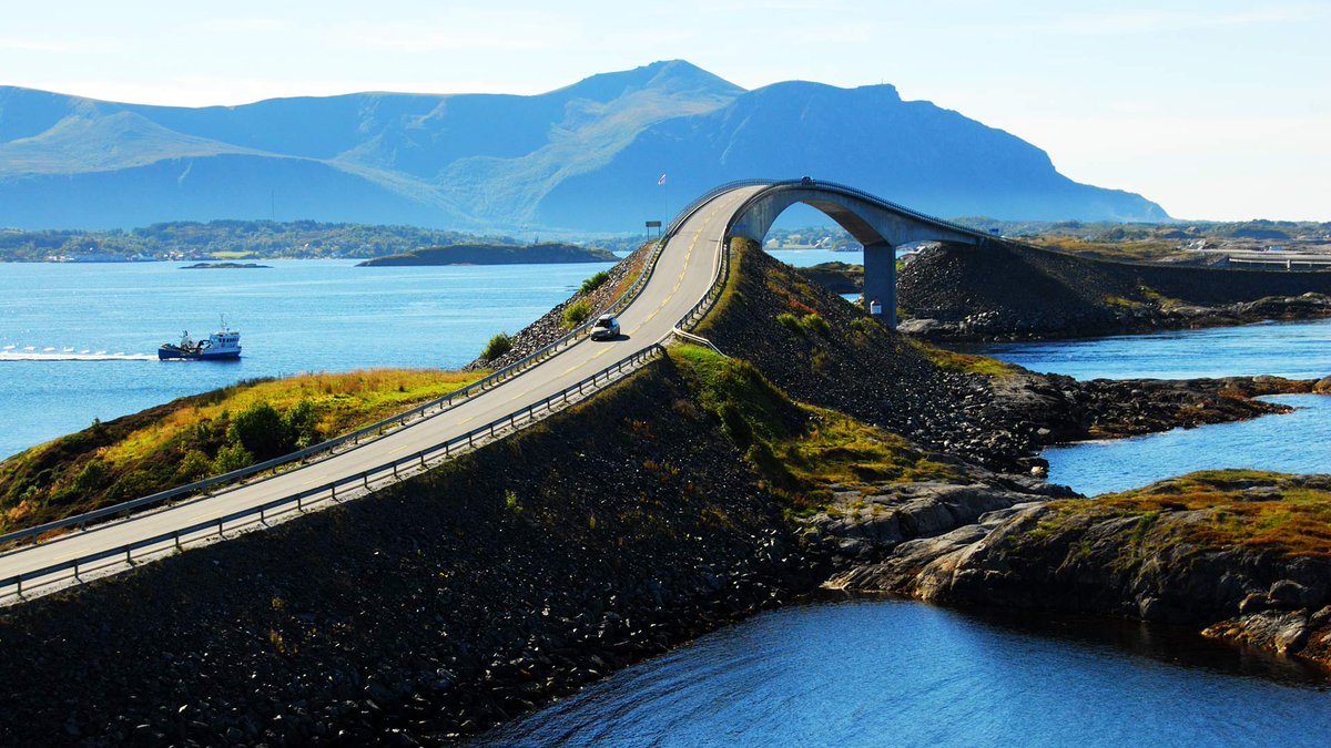#travel From Oslo Norway we head inland, reaching the Atlantic Road, built on small coastline islands, part of an archipelago which are connected by several causeways, viaducts and eight bridges, with the most memorable being Storseisundet Bridge. This beauty is something else.