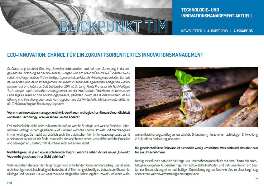 Unser TIM #Technologie- &amp; #Innovationsmanagement Newsletter: Interview mit Dr. @LangKoetz:

IST #ECOINNOVATION DIE INNOVATION IM INNOVATIONSMANAGEMENT? - CHANCEN FÜR EIN ZUKUNFTSORIENTIERTES #INNOVATIONSMANAGEMENT

tim-consulting.eu/wp-content/upl…

Kostenloses Abo: tim-consulting.eu/newsletter-abo…