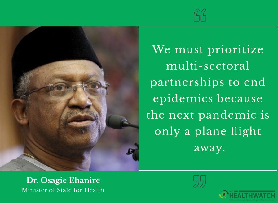 nighealthwatch's tweet photo. "We must prioritize multi-sectoral partnerships to end epidemics because the next pandemic is only a plane flight away"- Dr. Osagie Ehanire at the #A4EPR Roundtable https://t.co/2AAr9hp3XD