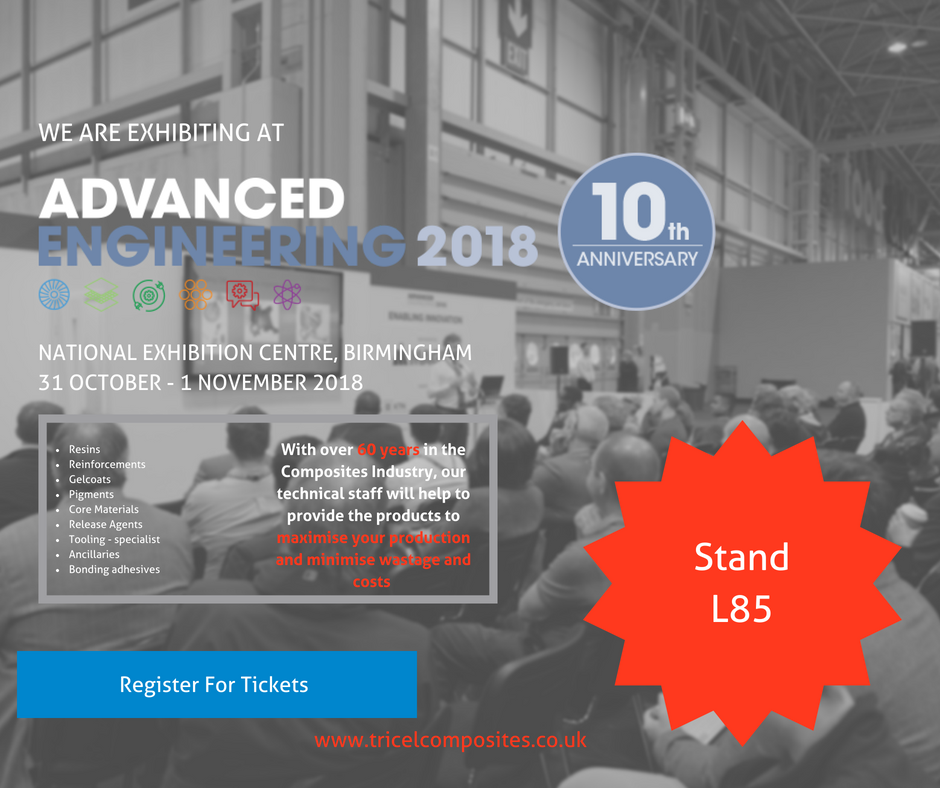 TricelComposite's tweet photo. We're gearing up again for the #AEUK18 show! 11 weeks to go! You can find us on Stand L85 Hall 3A - just to the left of the newest opening! Can't wait to see you all there! For more info / tickets https://t.co/3zMNLl8gRz https://t.co/SMIQj3IJNk
