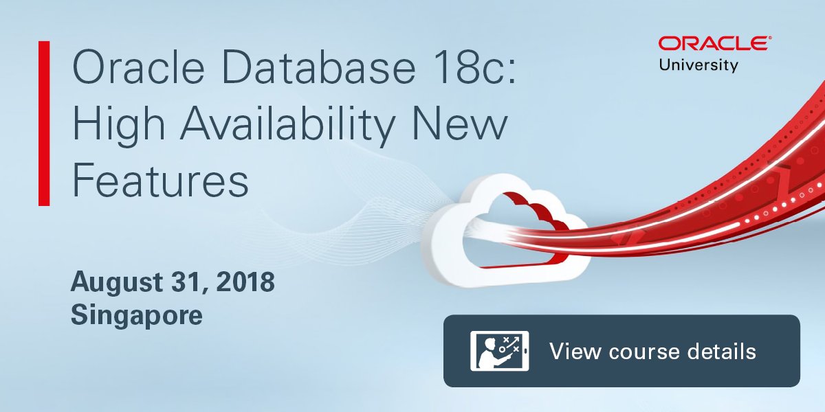 Oracle_Edu's tweet image. [🇸🇬 Singapore] Learn about new #software features and improvements found in #OracleClusterware, #OracleASM, Real Application Clusters, and #OracleDataGuard. Become a database master with this new training 🔀 ora.cl/IQ7Zt