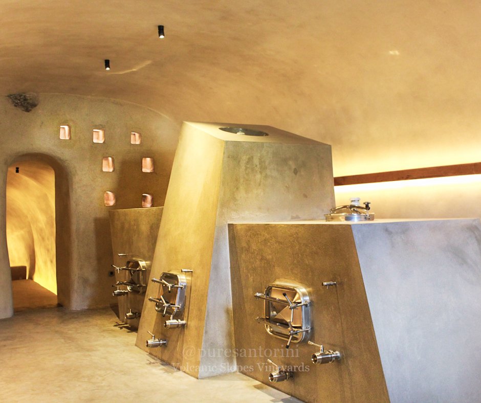 VSVwinery's tweet image. Concrete wine tanks where fermenting wines.  Check for more → facebook.com/puresantorini ***** #Puresantorini #winery #vsv #winetasting #greekwines #santoriniwines #wineyards #santoriniassyrtiko #volcanicslopesvineyards #santorini