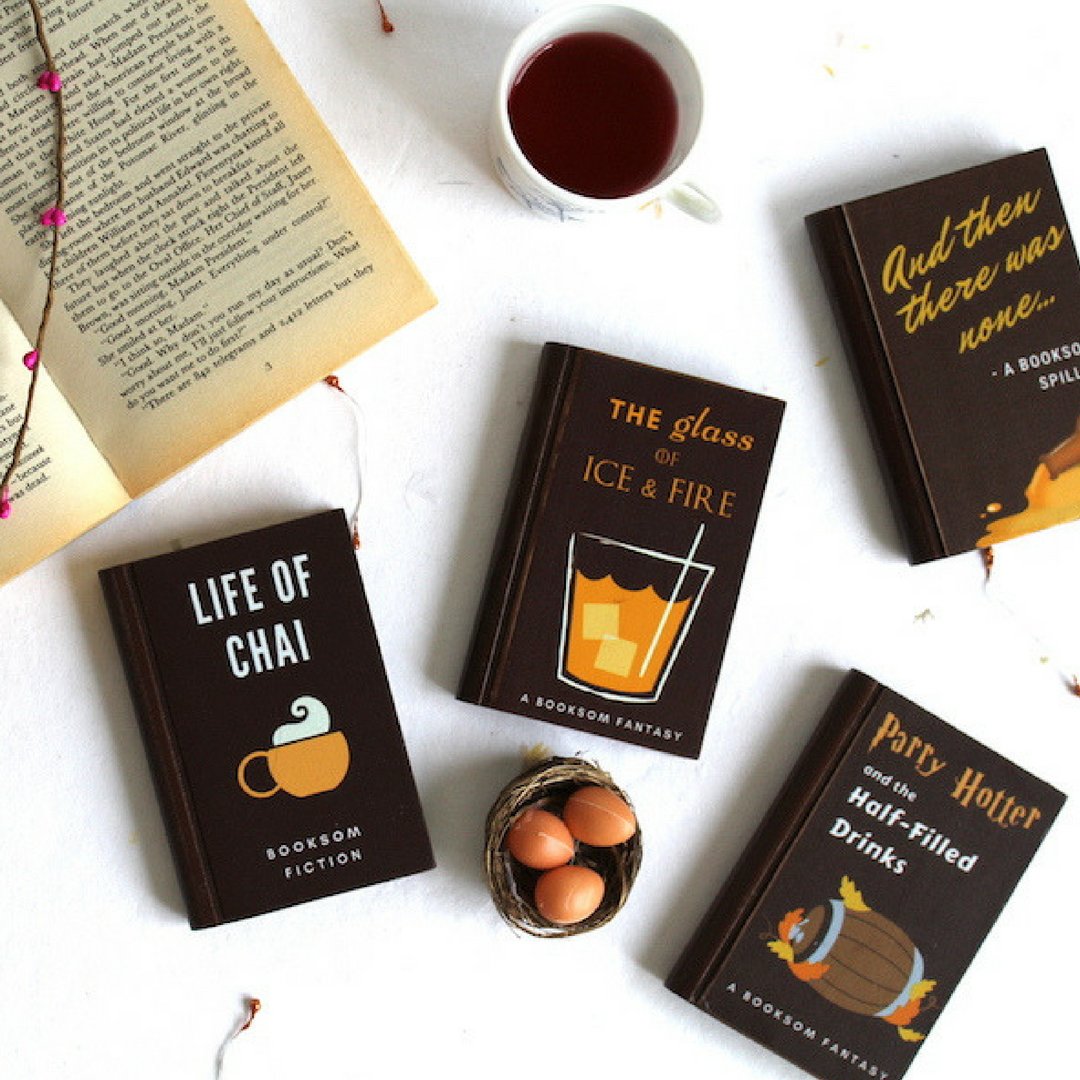 'These coasters have become a conversation-starter at home! We and our guests totally love it. ❤️' - ⭐️ ⭐️ ⭐️ ⭐️ ⭐️  review on our site! 

Get your book-shaped coasters today on booksom.com 🌝 

#teacoasters #quirkystuff #coasters #woodencoaster #giftideas