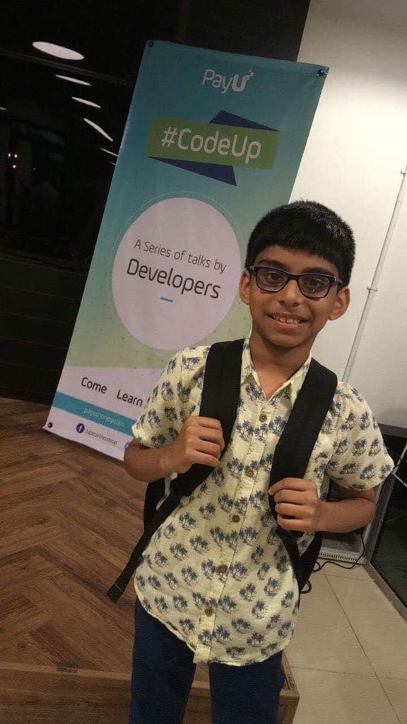 upstartncodeup's tweet image. Our youngest ever attendee at @PayUmoney #CodeUp Goa @91springboard. Meet @robogajesh. Programming, AI, Robotics, Vlogging are his interests. Thanks for coming in. Hope you enjoyed our session!