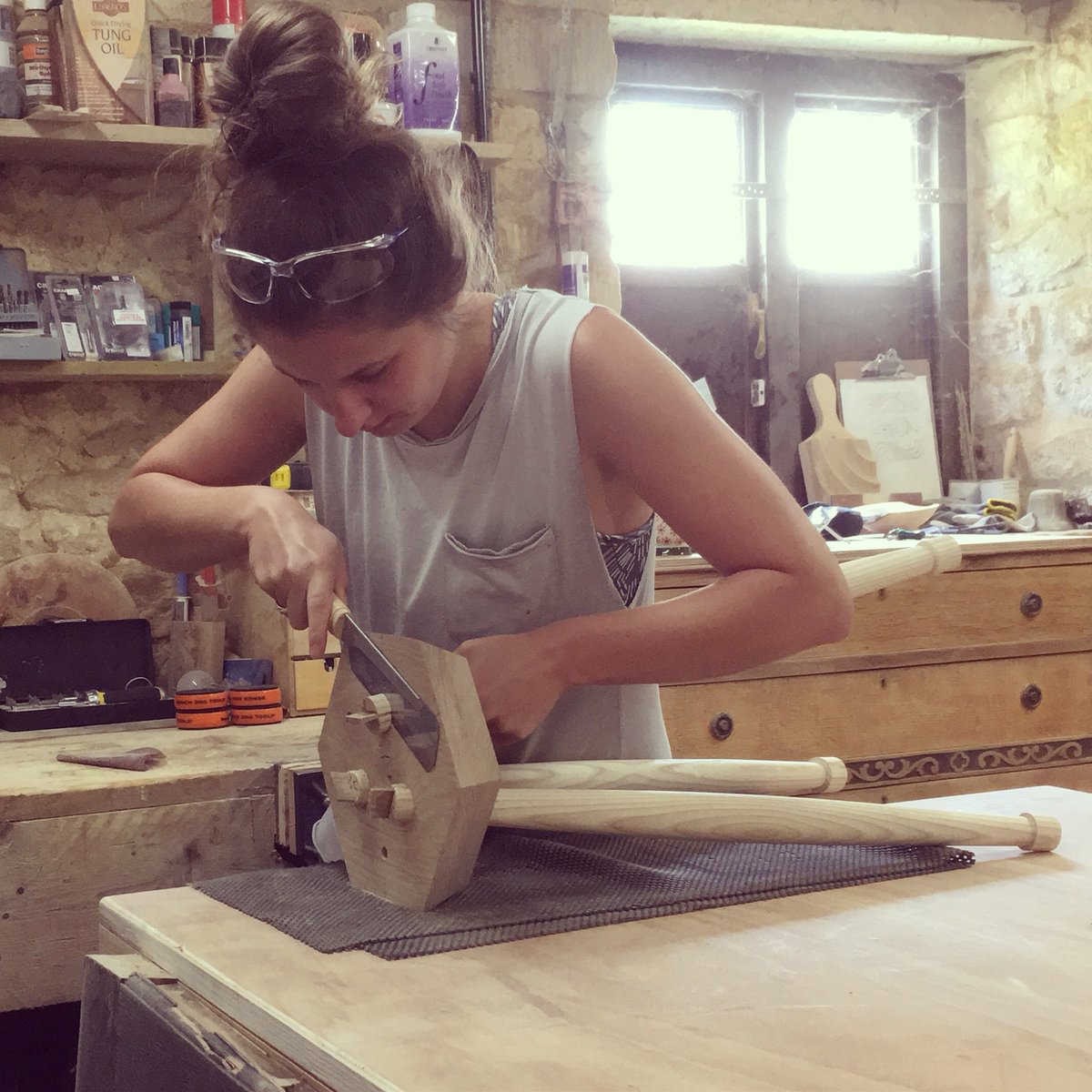 Cutting the tenons to make some room for the top 🌳 Also I need a haircut 😆#furnituremaker #womenindesign #designer #dorset