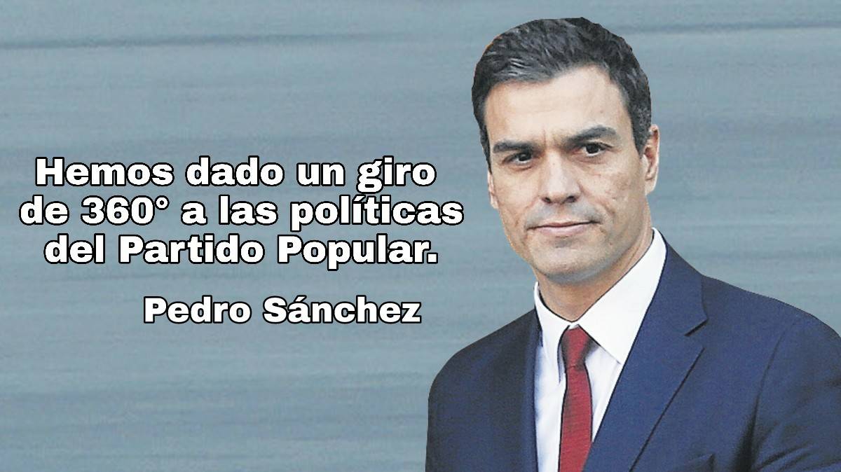 okdario on Twitter: "POLÍTICA: Pedro Sánchez da un giro de 360° a las  políticas del Partido Popular.… "