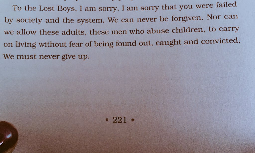 Last paragraph by #MarkMinnie of #TheLostBoysOfBirdIsland  - I pray his death will be investigated as tirelessly as he investigated this case. “We must never give up”