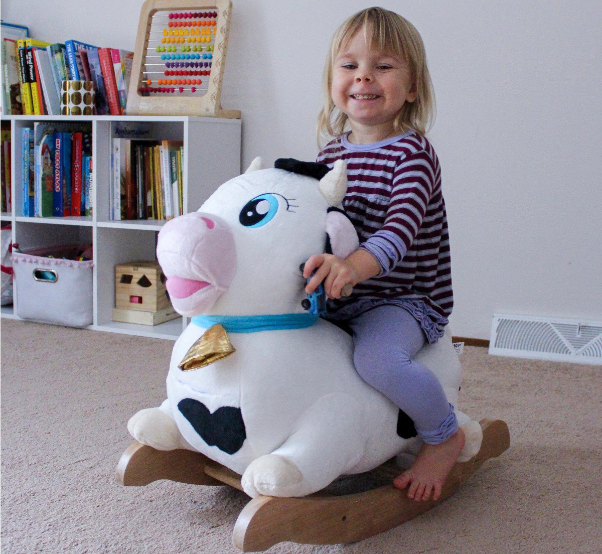 Welcome to Moo Moo's farm! For a limited time only $49.99 while supplies last! Shop Now - bit.ly/2M15pn7 #BabyRockingHorses #BabyRockingHorses #PlushRockers #toys #baby #toddler