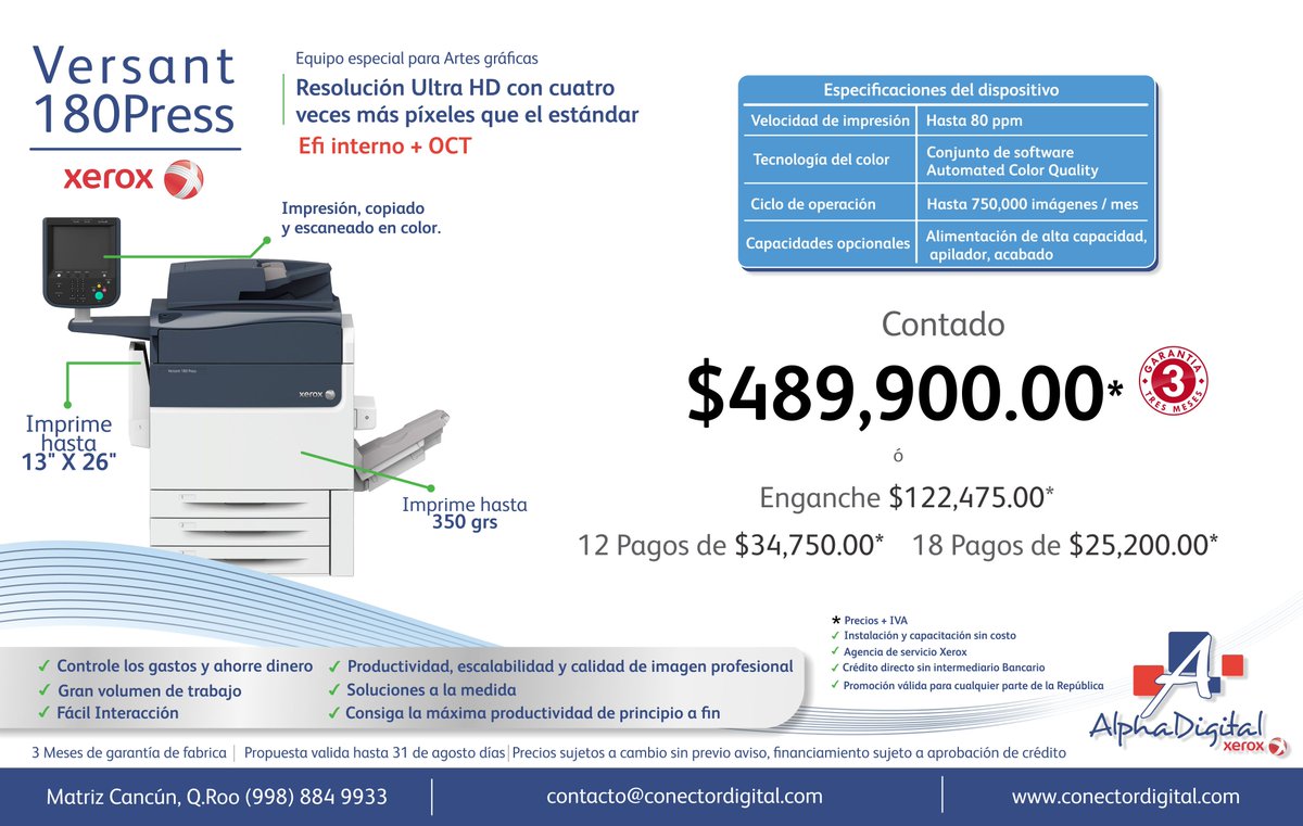 Alpha_Digital_'s tweet photo. Alpha Digital trae para ti... Prensa Digital Versant Xerox
Tu mejor aliado en excelencia y calidad, a un súper precio.
#PrensaDigital #Xerox #ArtesGraficas https://t.co/AtpcTqmIp3