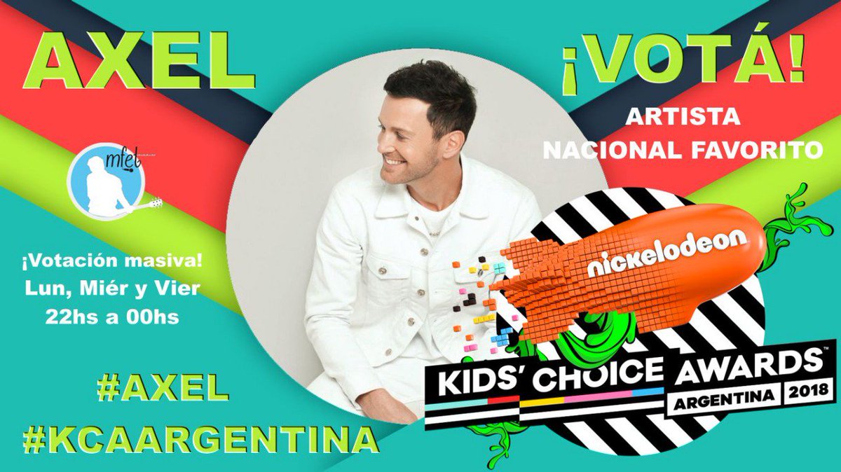 AxelFansMFET's tweet photo. ¡Si crees que @AxelOficial debe ser el Artista Nacional Favorito de los premios más pegajosos! 
¡Da RT y vota por él en los #KCAArgentina 🔝 #Axel https://t.co/sRm9UdiJ21