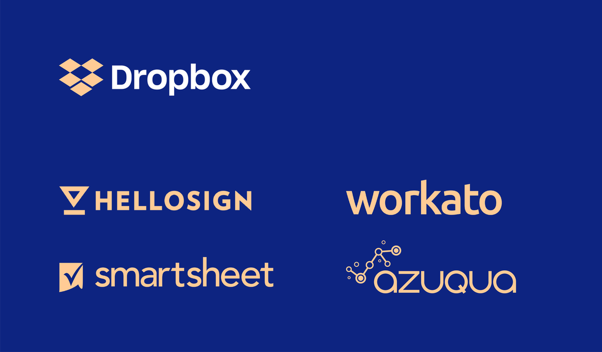 DropboxSign's tweet photo. We're so excited announce our integration with @dropboxapi alongside @azuqua , @Smartsheet & @Workato! We're looking to help customers streamline their day-to-day #workflows & create a path to seamless electronic signatures: https://t.co/7ulVDzLaWC #HelloDropbox #TechTuesday https://t.co/uN4vJ3VR3T
