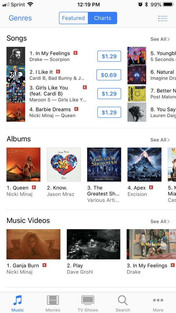 istanminaj's tweet photo. @WannasWorld #1 on iTunes ALL GENRES for 4 days straight AND COUNTING!!! What are you achievements Boo boo!! 😘 https://t.co/zlWS6OrUN6
