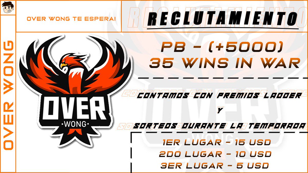 Únete a nuestro clan esta es la oportunidad de que ganes premios por tus logros. Forma parte de nuestro equipo competitivo. Contamos con con Sponsor💰💵, Diseñador💻🖱️⌨️.