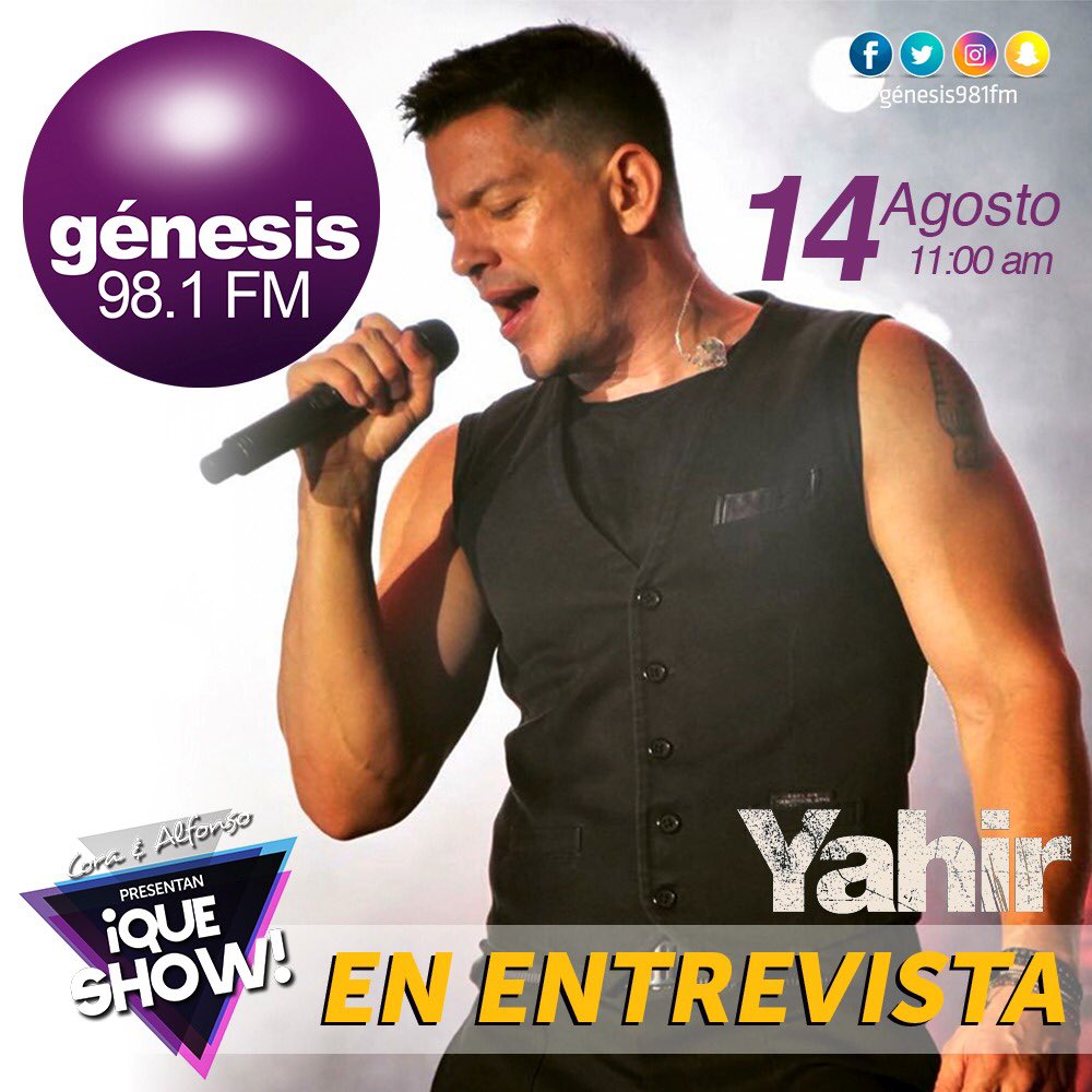 Sandrasuperfan's tweet image. Hoy en entrevista @yahirmusic en el programa #QueShow con @coraneldagzz y @APerezColunga por @genesis981fm no se lo pueden perder #YahirEnGénesis @AmorPorYahir #JuntosPorYahir