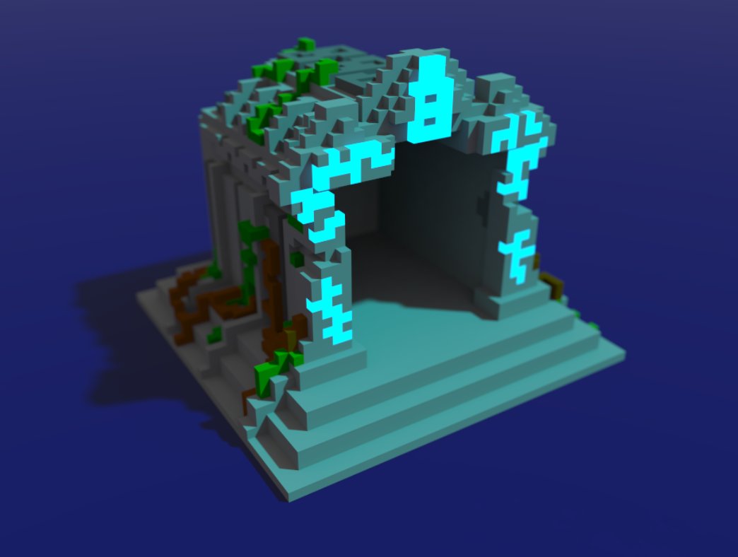 GoblinsVr's tweet photo. First design for the end portal in the fantasy world levels. #magicavoxel #gameart #gamedev #indiedev #voxels #lowpoly #b3d https://t.co/FDJap8XEQb