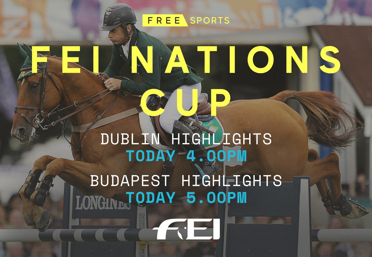 FreeSports_TV's tweet photo. FEI Nations Cup 🏇
Dublin Highlights - Today at 4PM
Budapest Highlights - Today at 5PM
On @FreeSportsUK 📺 #FEINations #FEI https://t.co/jc9JyLMfIM
