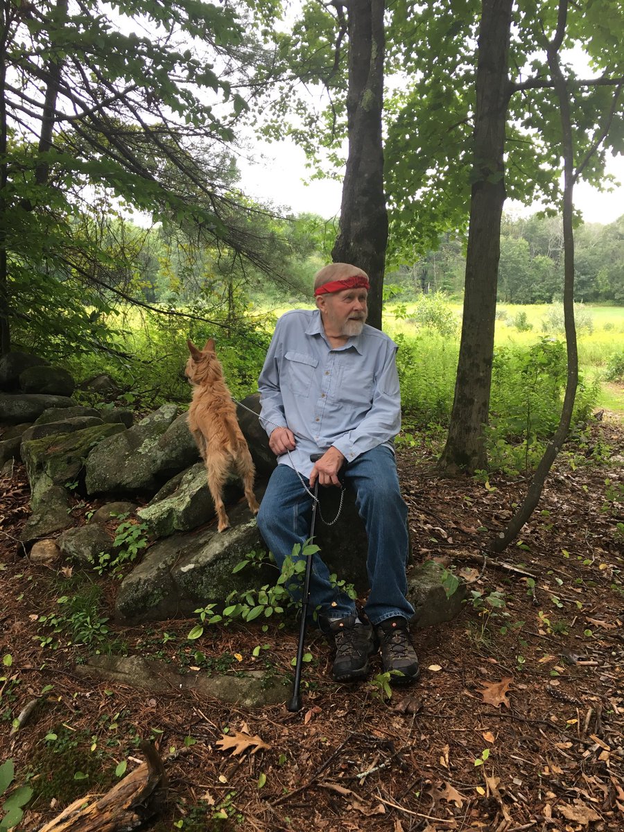 NHPublicTV's tweet photo. Fun but busy day on the trail with @willemlange and Kiki. Joe @klementovich stopped by to take photos and Chaya from @OutdoorAfro stopped by to interview Willem for @nhmagazine #goingstrong #windowstothewild #NHPBS https://t.co/HavBYpv52g