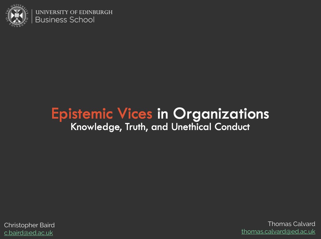 Presented our new @JBusinessEthics paper this morning at #AOM2018 session 'Signalling Misconduct.' Thanks to @TanusreeJain for chairing! You can check the paper out here: 1.3k downloads! @TomCalvard @uebsresearch 

link.springer.com/article/10.100…