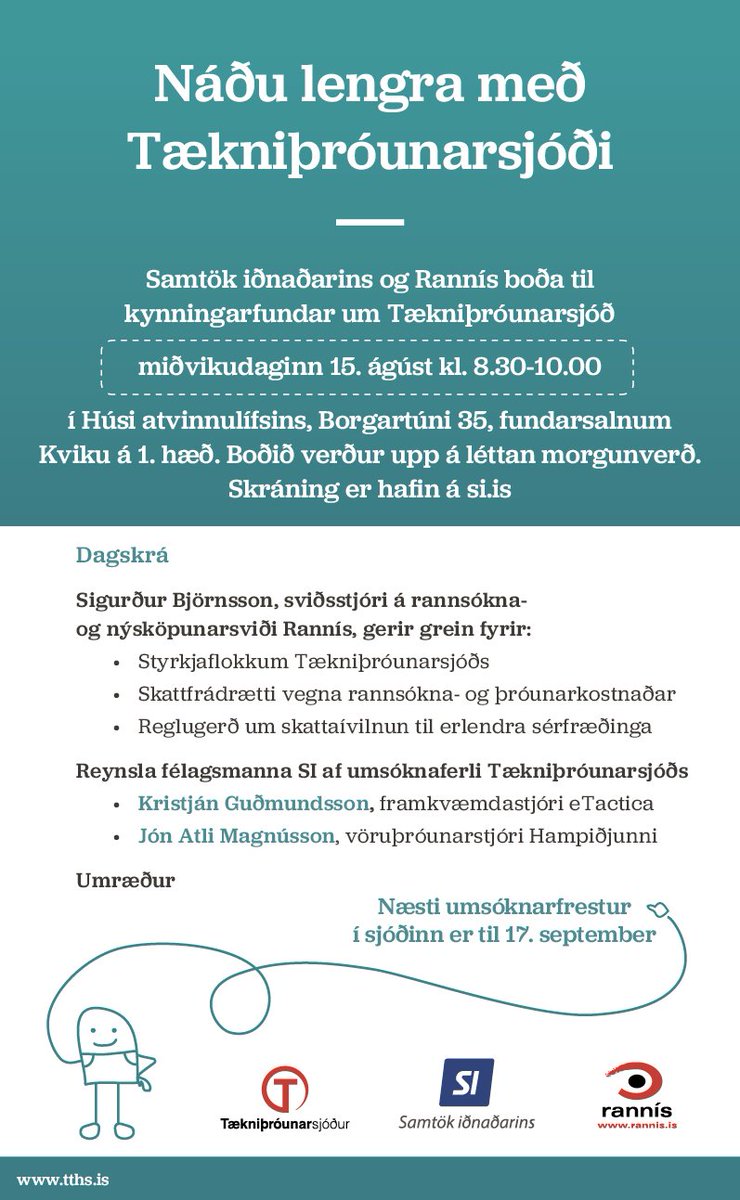 Við verðum með Samtökum iðnaðarins í Húsi atvinnulífsins í fyrramálið. Hlökkum til að sjá sem flesta, skráning á si.is
#taeknithroun #nyskopun