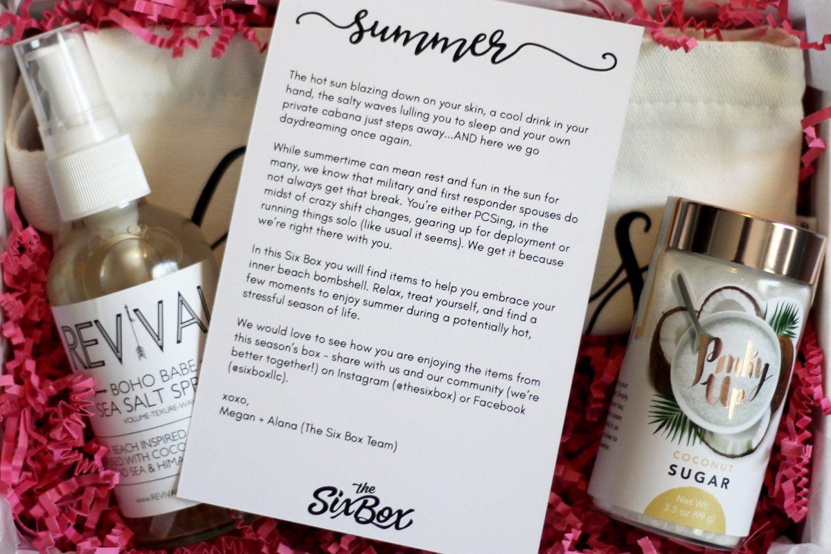 Do you have that friend (or two) right now who could use a little pick me up? We have a few summer six boxes left. Click the link to make someone's day (and don't forget to include your personal note)! #milspouse #pcs #deployment #carepackage #militarywife buff.ly/2Ij8Tjb